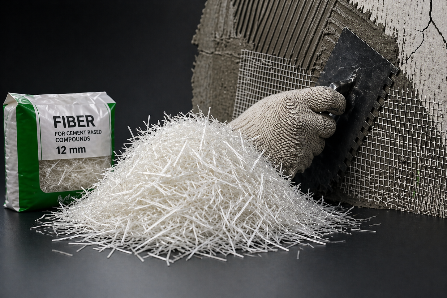 FIBER GLASS - მინა ბოჭკო 12მმ (600 გრ/პაკეტი)