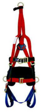 უსაფრთხოების ქამარი პარაშუტით და წელის ფიქსაციით